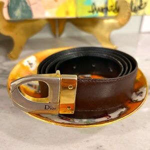 Vintage Dior Leather Reversible Buckle Belt